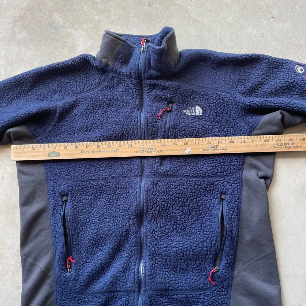 The North Face Summit Series Mens Fleece Jacket Navy Blue Sherpa Full Zip Large